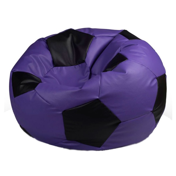 Кресло-мяч «Футбольный мяч», тёмно-сиреневый / чёрный – фото