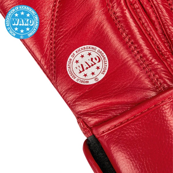 Перчатки для кикбоксинга Green Hill Super Star WAKO Approved BGS-1213w, для соревнований, красный – фото