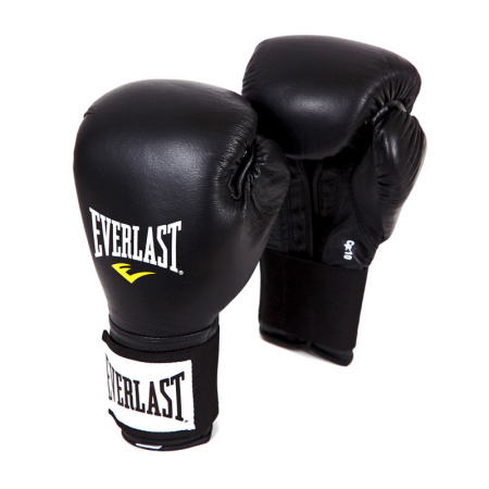 Боксерские перчатки Everlast, на липучке, тренировочные, чёрный – фото
