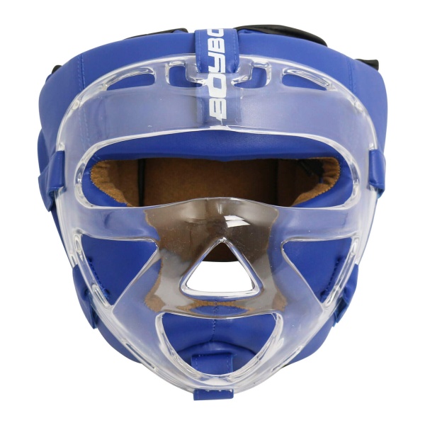 Шлем для карате BoyBo Flexy BP2006, с пластиковым забралом, синий – фото