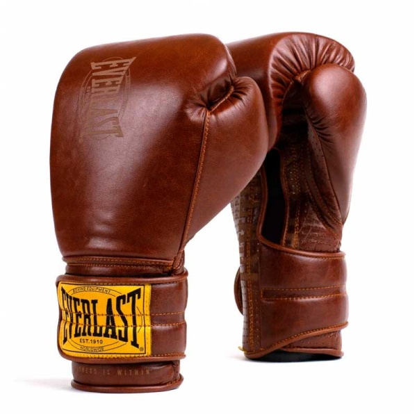 Боксерские перчатки Everlast 1910 Classic Brown, на липучке, тренировочные, коричневый – фото