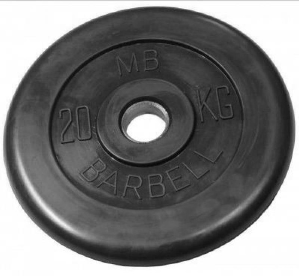 Диск обрезиненный BARBELL MB (металлическая втулка) 20 кг / диаметр 51 мм – фото