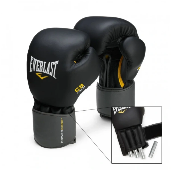 Снарядные перчатки Everlast Weighted, с утяжелителями, чёрный – фото