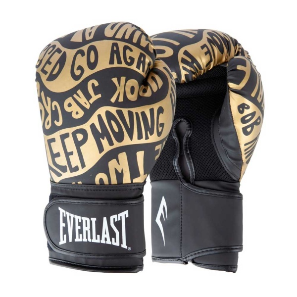 Боксерские перчатки Everlast Spark, тренировочные, чёрно-золотой – фото
