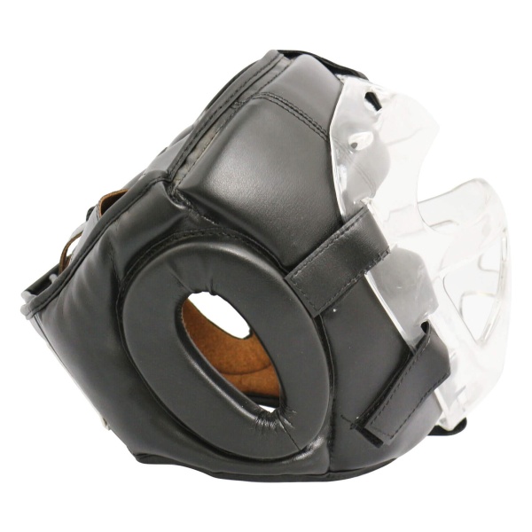 Шлем для карате BoyBo Flexy BP2006, с пластиковым забралом, чёрный – фото