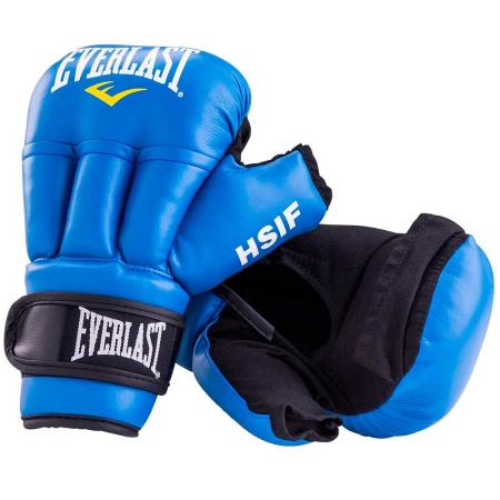 Перчатки для рукопашного боя Everlast, натуральная кожа, синий – фото