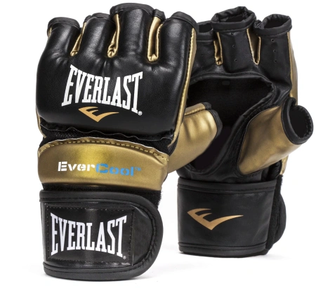 Перчатки для ММА Everlast Everstrike, тренировочные, чёрный / золотой – фото