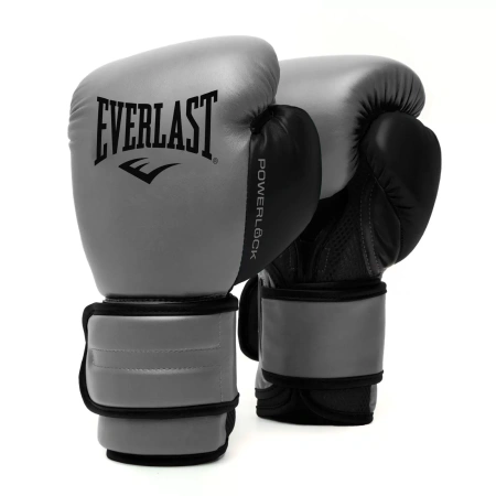 Боксерские перчатки Everlast Powerlock PU 2, тренировочные, серый – фото