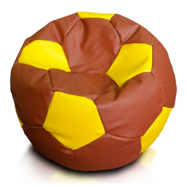 Кресло-мяч «Футбольный мяч», коричневый / жёлтый – фото