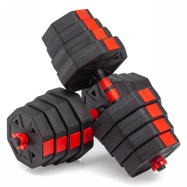 Гантели гексагональные разборные с грифом, 30 кг. (2 шт. х 15 кг.) VictoryFit VF-DН300 – фото