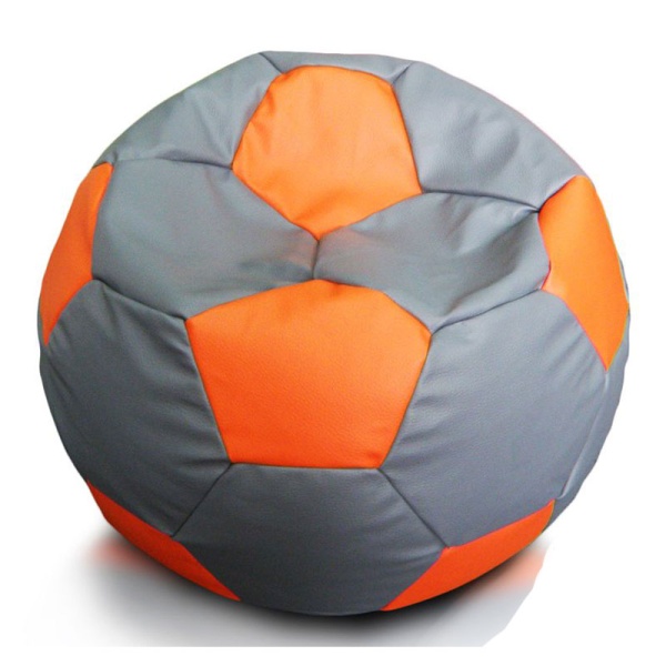 Кресло-мяч «Футбольный мяч», серый / оранжевый – фото