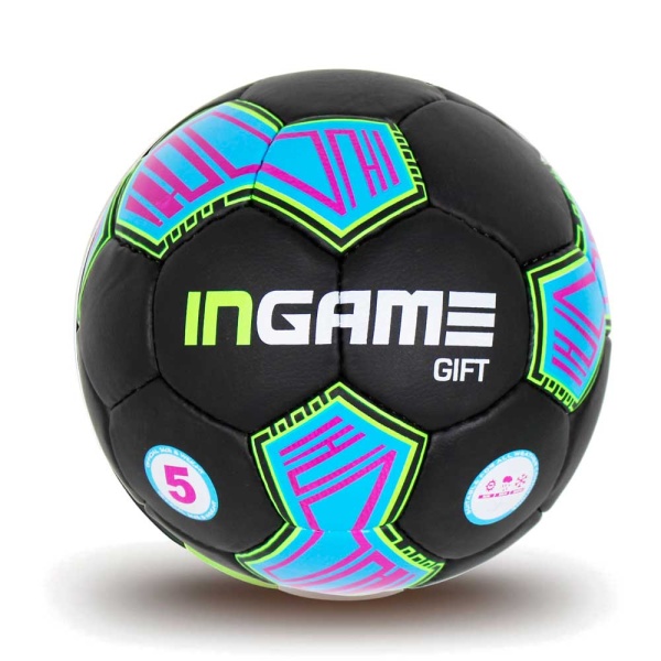 Мяч футбольный INGAME GIFT  IFB-108, №5, чёрно-сине-зелёный – фото