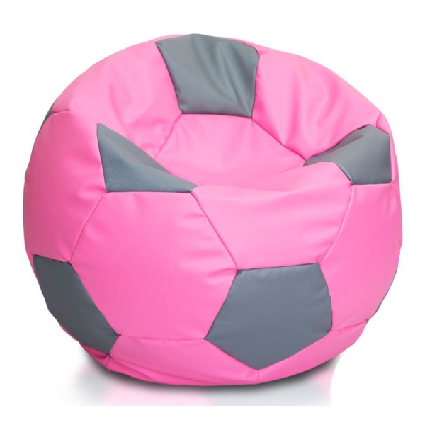 Кресло-мяч «Футбольный мяч», светло-розовый / серый – фото