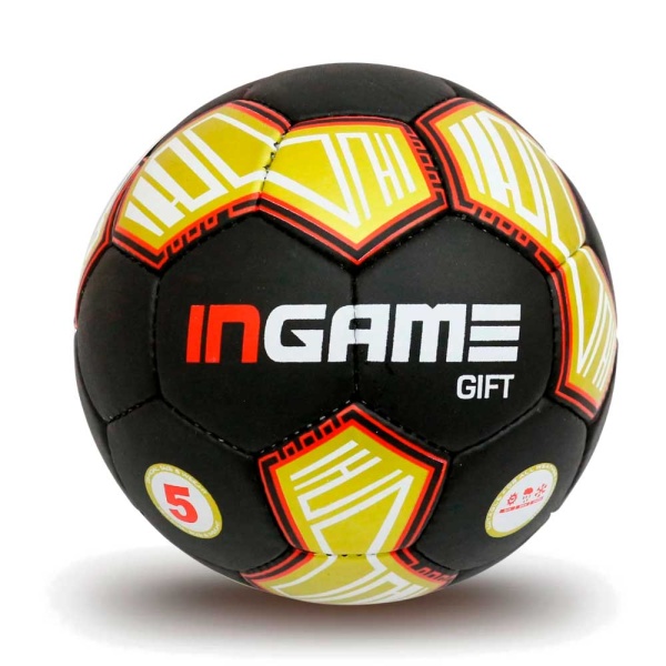 Мяч футбольный INGAME GIFT  IFB-108, №5, чёрно-красно-золотой – фото