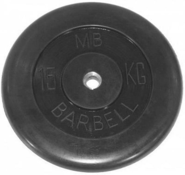 Диск обрезиненный BARBELL MB (металлическая втулка) 15 кг / диаметр 51 мм – фото