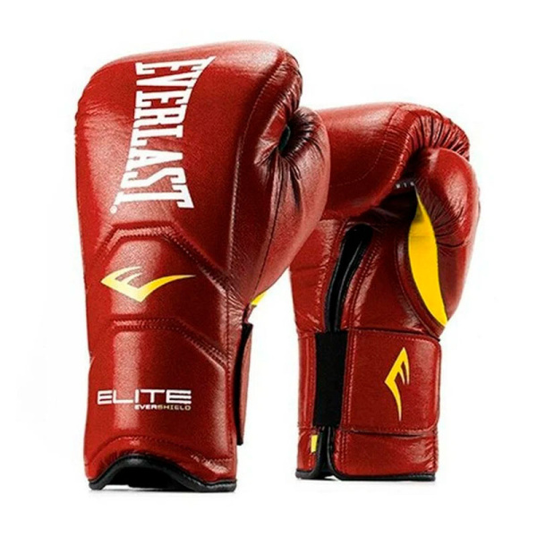 Боксерские перчатки Everlast Elite Pro, на липучке, тренировочные, красный – фото