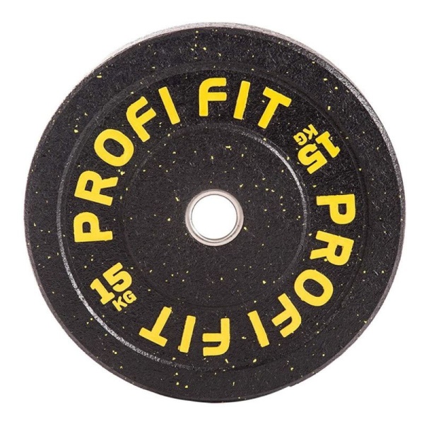 Диск для штанги HI-TEMP, 15 кг / диаметр 51 мм, с цветными вкраплениями – фото