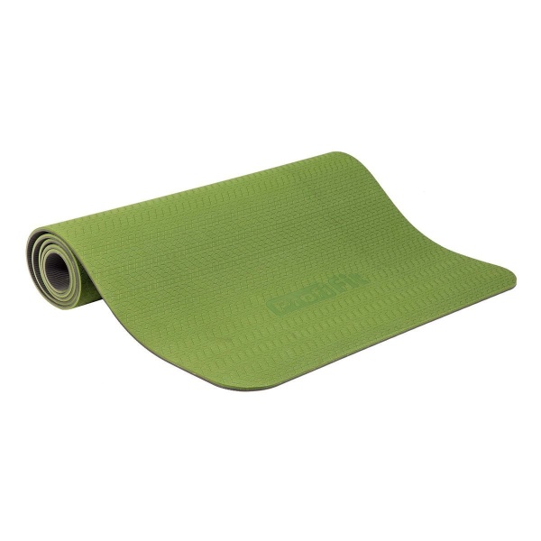 Коврик для йоги и фитнеса, 6 мм, профессиональный, зелёный / серый – фото