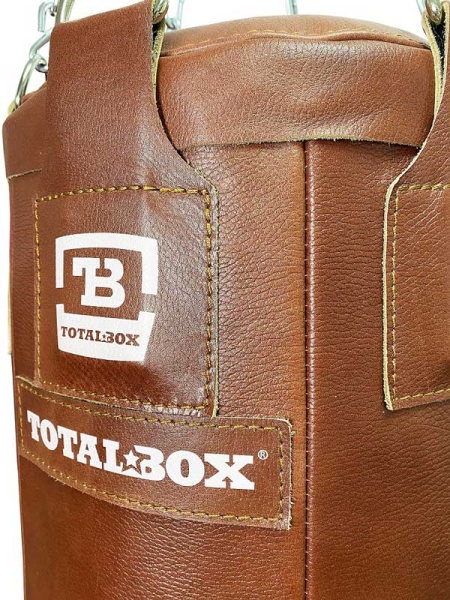 Боксерский мешок «Гильза малая», кожа, 120 см, диаметр 35/20 см, 45 кг, коричневый – фото