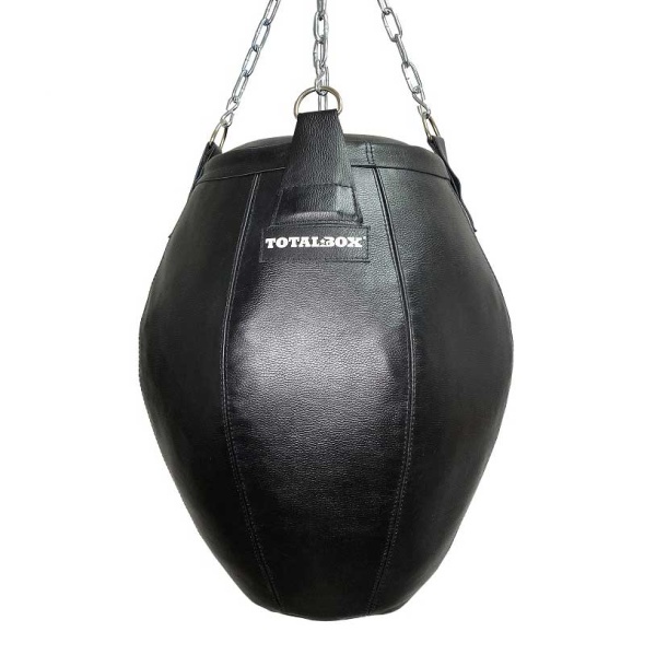 Боксерская груша «Бочка малая», кожа, 70 см, диаметр 35/50/36 см, 25 кг, чёрный – фото