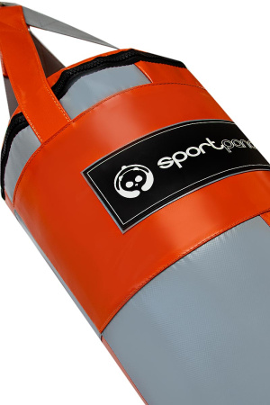Боксерский мешок SportPanda 150 см, диаметр 36 см, вес 45 кг, серый / оранжевый