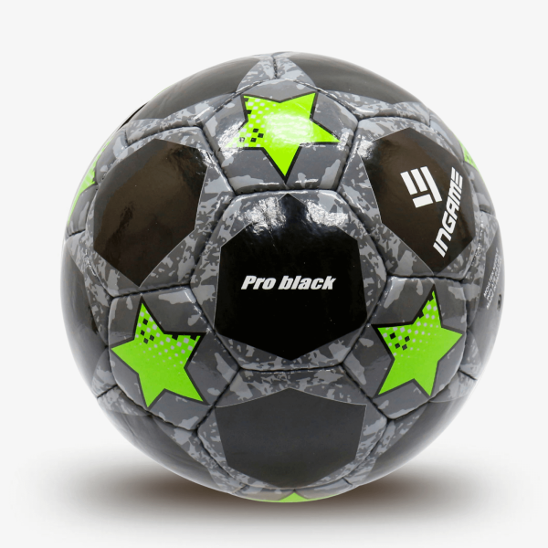 Мяч футбольный INGAME PRO BLACK IFB-117, №5, чёрно-зелёный – фото