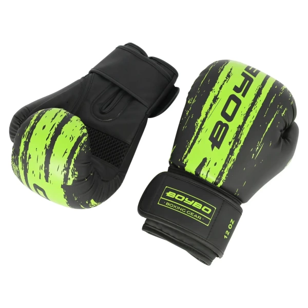 Боксерские перчатки BoyBo Stain BGS322, тренировочные, зелёный – фото