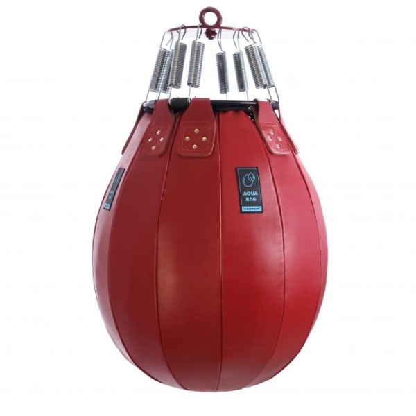 Водоналивная боксерская груша «AQUA BALL», кожа, 65 см, диаметр 50 см, 50 кг, красный – фото