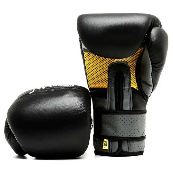 Боксерские перчатки Everlast Pro Leather Strap, тренировочные, чёрный – фото