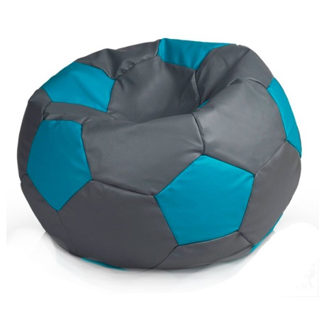 Кресло-мяч «Футбольный мяч», серый / голубой – фото
