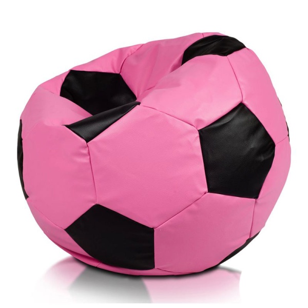Кресло-мяч «Футбольный мяч», светло-розовый / чёрный – фото