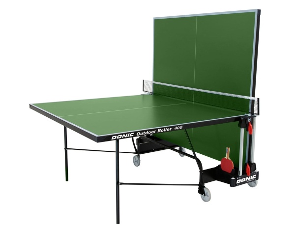 Теннисный стол DONIC OUTDOOR ROLLER 400 GREEN, складной, зелёный – фото