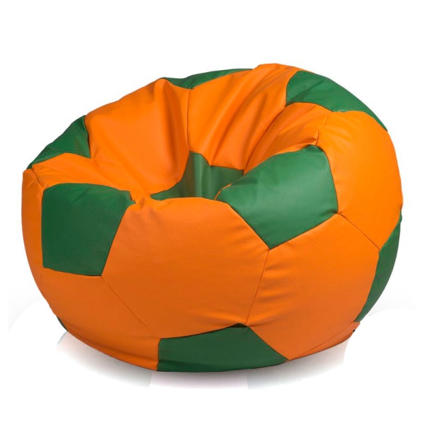 Кресло-мяч «Футбольный мяч», оранжевый / зелёный – фото