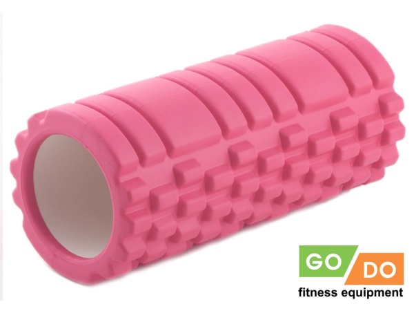 Валик-ролл для фитнеса и йоги GO DO JD2-33, 33 x 14 см, массажный, розовый – фото
