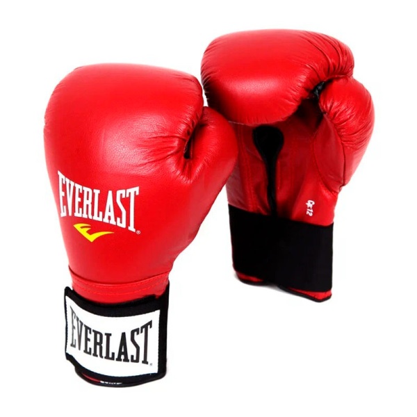 Боксерские перчатки Everlast, на липучке, тренировочные, красный – фото