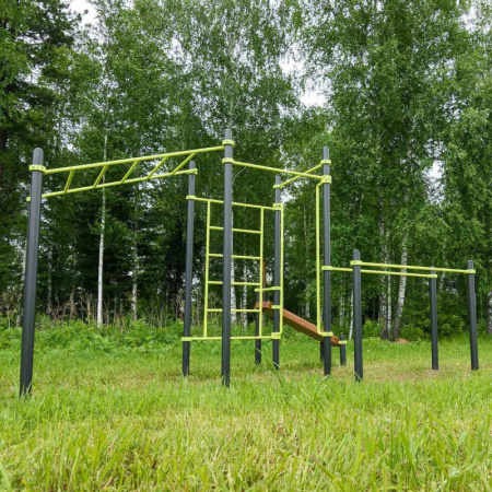 Воркаут (рукоход, швед. стенка, 2 переклад., переклад. верт., накл. скамья, брусья) W237 – фото