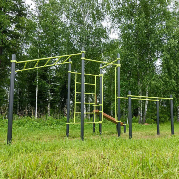 Воркаут (рукоход, швед. стенка, 2 переклад., переклад. верт., накл. скамья, брусья) W237 – фото