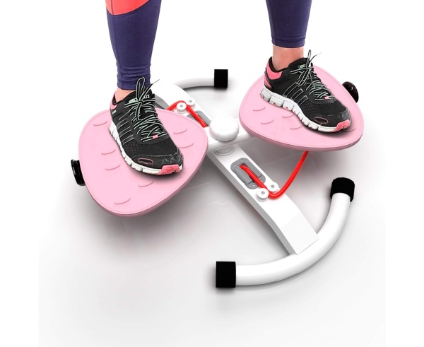 Фитнес-платформа /горнолыжный тренажёр DFC Twister Bow, с эспандерами, розовый – фото