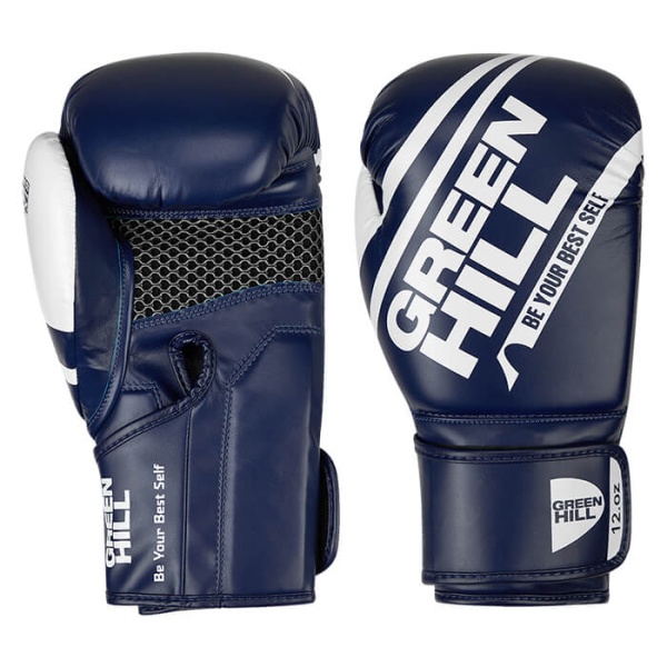 Боксерские перчатки Green Hill UNIQUE BGU-2308, тренировочные, сине-белый – фото