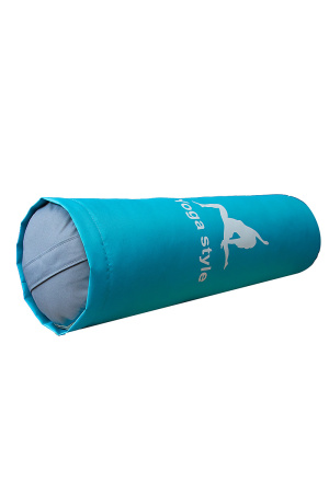 Валик (подушка / болстер) для йоги и пилатеса, 70 х 20 см, голубой с серым – фото