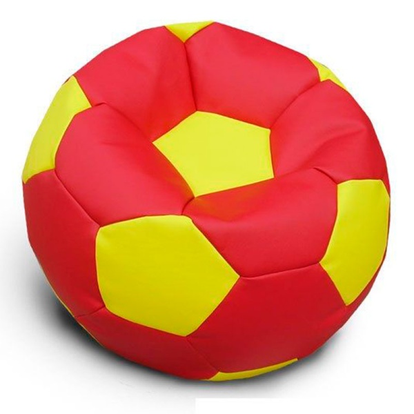 Кресло-мяч «Футбольный мяч», красный / жёлтый – фото