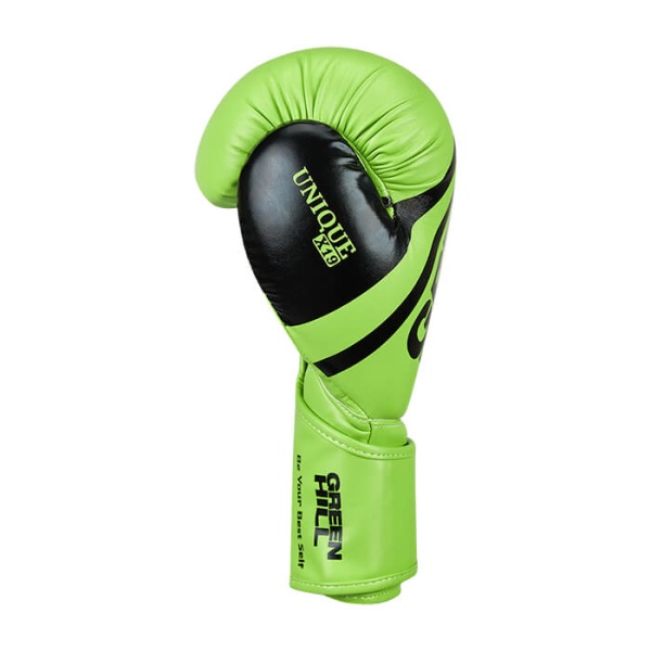Боксерские перчатки Green Hill UNIQUE, тренировочные, зелёно-чёрный – фото