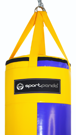 Боксерский мешок SportPanda 180 см, диаметр 50 см, вес 100 кг, желтый / фиолетовый
