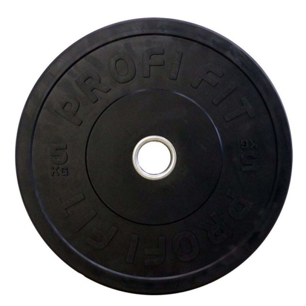 Диск для штанги каучуковый, 5 кг / диаметр 51 мм, чёрный – фото