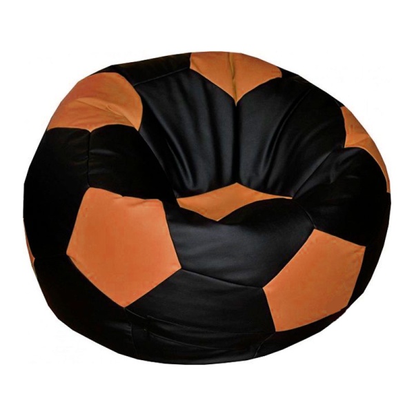 Кресло-мяч «Футбольный мяч», чёрный / оранжевый – фото