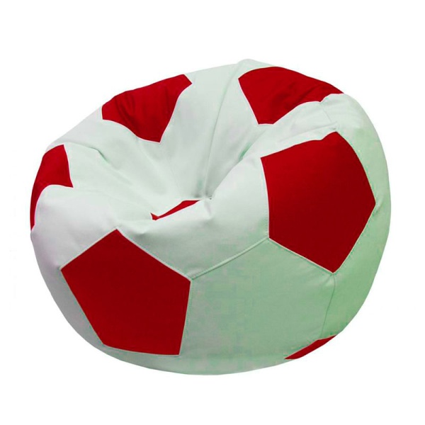 Кресло-мяч «Футбольный мяч», белый / красный – фото