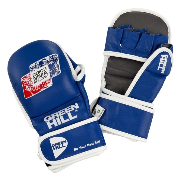 Перчатки для ММА Green Hill MMU-0117u СОЮЗ MMA РОССИИ, для соревнований, синий – фото